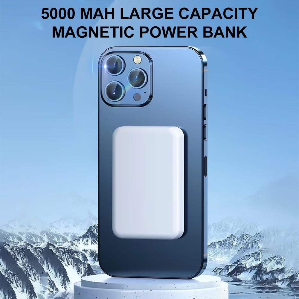 5000Mah Magnetic Wireless Portable Charger Power Bank Compatible with Iphone 15/14/13/12 Series, White