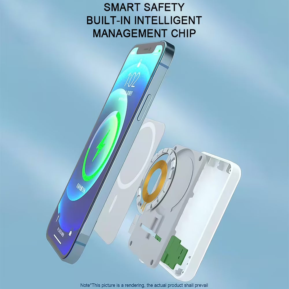 5000Mah Magnetic Wireless Portable Charger Power Bank Compatible with Iphone 15/14/13/12 Series, White