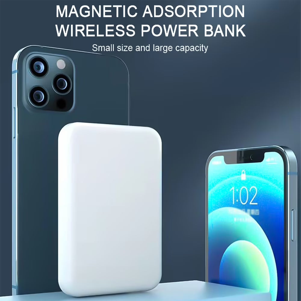 5000Mah Magnetic Wireless Portable Charger Power Bank Compatible with Iphone 15/14/13/12 Series, White