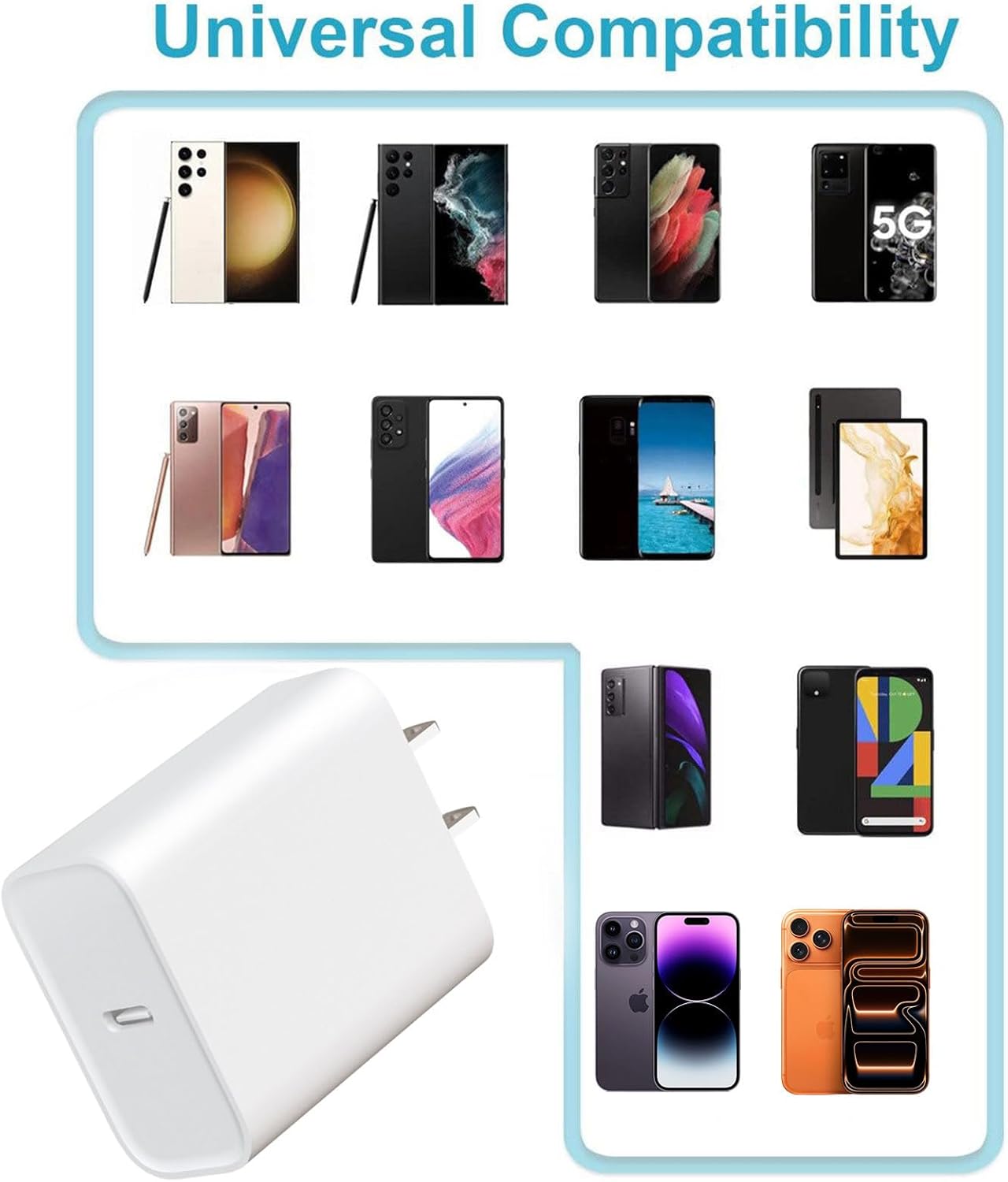 USB C Charger Block Fast Charging,Charger Adapter,4 Pack Type C Wall Charger with 6FT Fast Charging Cable for Iphone 17/17 Plus/17 Pro Max/16/16 Pro Max/15 Pro Max (White, USB Type C)