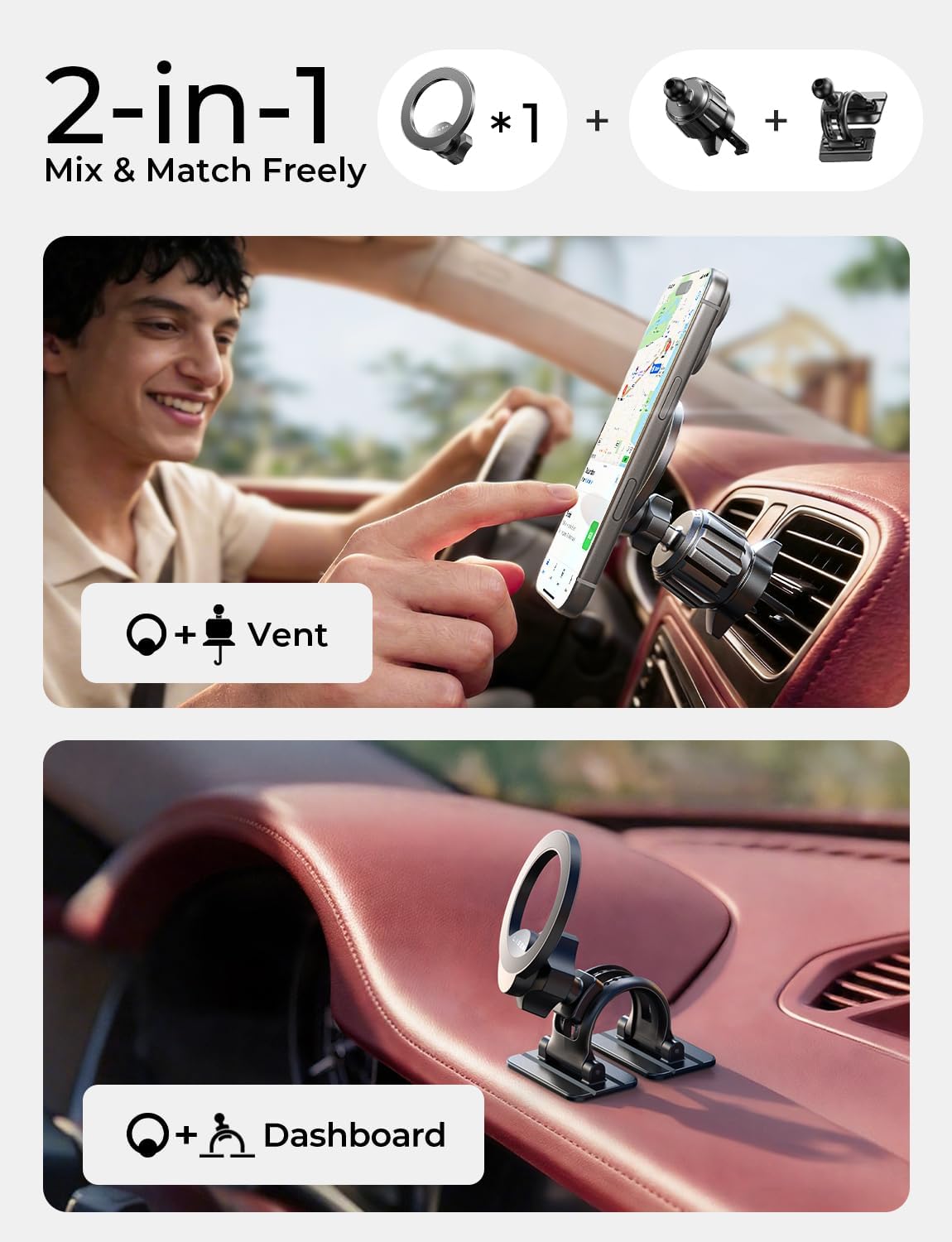 Magsafe Car Mount,Car Accessories-Magnetic Phone Holder for Car 360 Dashboard Vent Phone Mount for Car Organization iPhone 16 15 14 13 12 Pro plus Mini