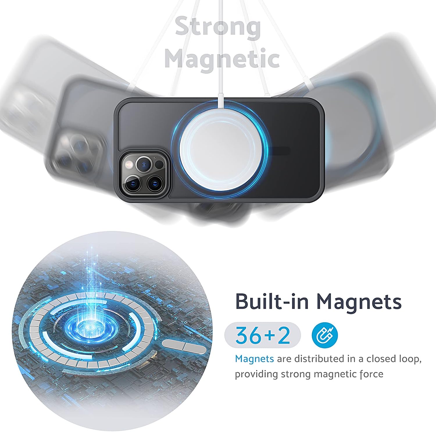 Magnetic Shockproof for Iphone 12/12 Pro Case, [Fit for Magsafe] [Military-Grade Drop Tested] Soft Silicone Slim Anti-Scratch Case for Iphone 12/12 Pro Case Anti-Fingerprint,Black