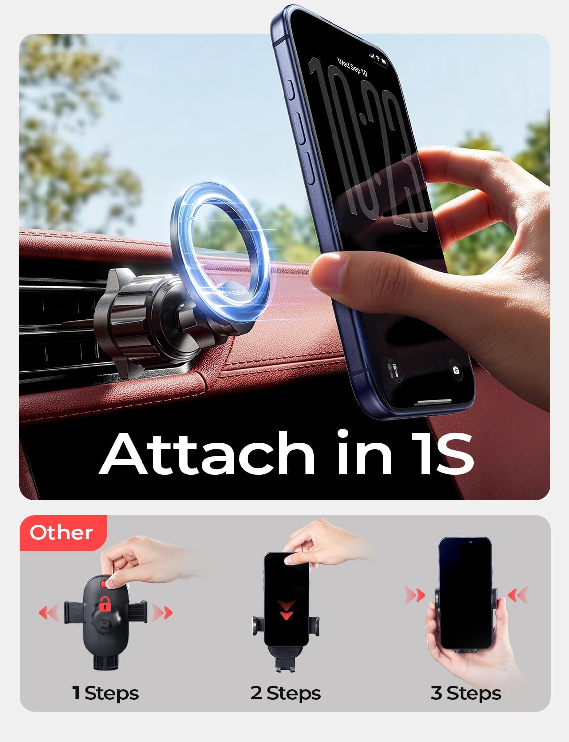 Magsafe Car Mount,Car Accessories-Magnetic Phone Holder for Car 360 Dashboard Vent Phone Mount for Car Organization iPhone 16 15 14 13 12 Pro plus Mini