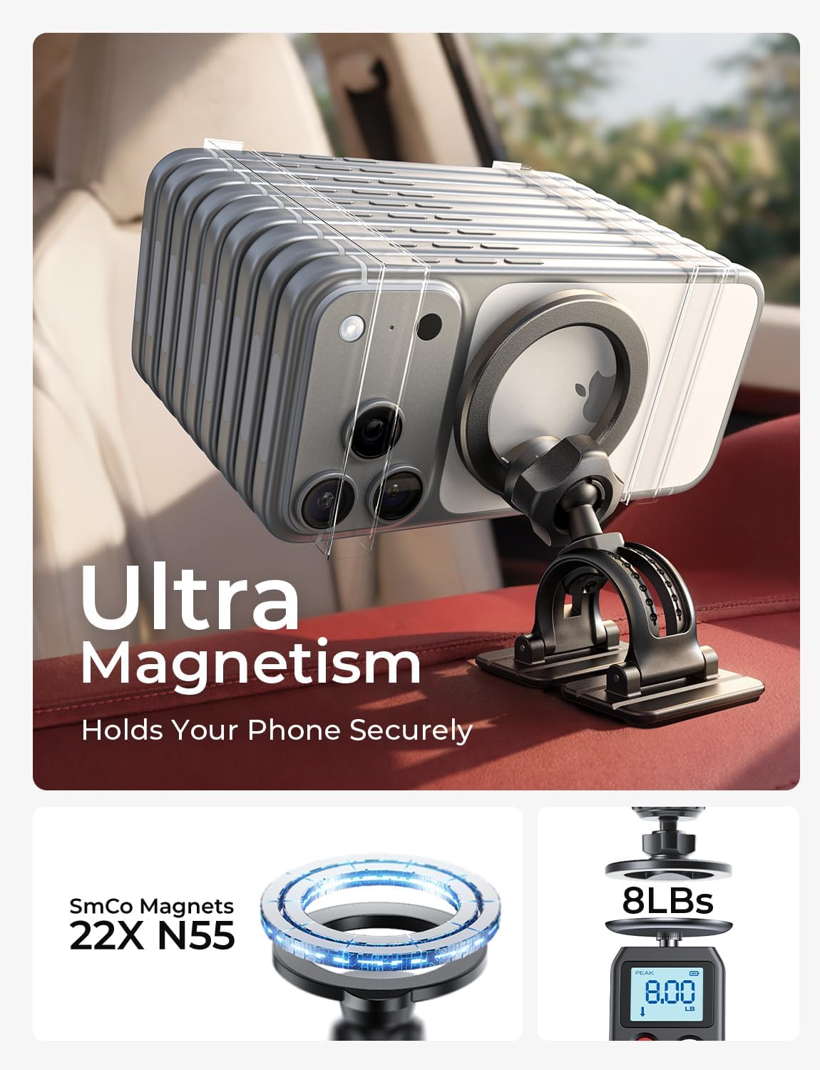 Magsafe Car Mount,Car Accessories-Magnetic Phone Holder for Car 360 Dashboard Vent Phone Mount for Car Organization iPhone 16 15 14 13 12 Pro plus Mini