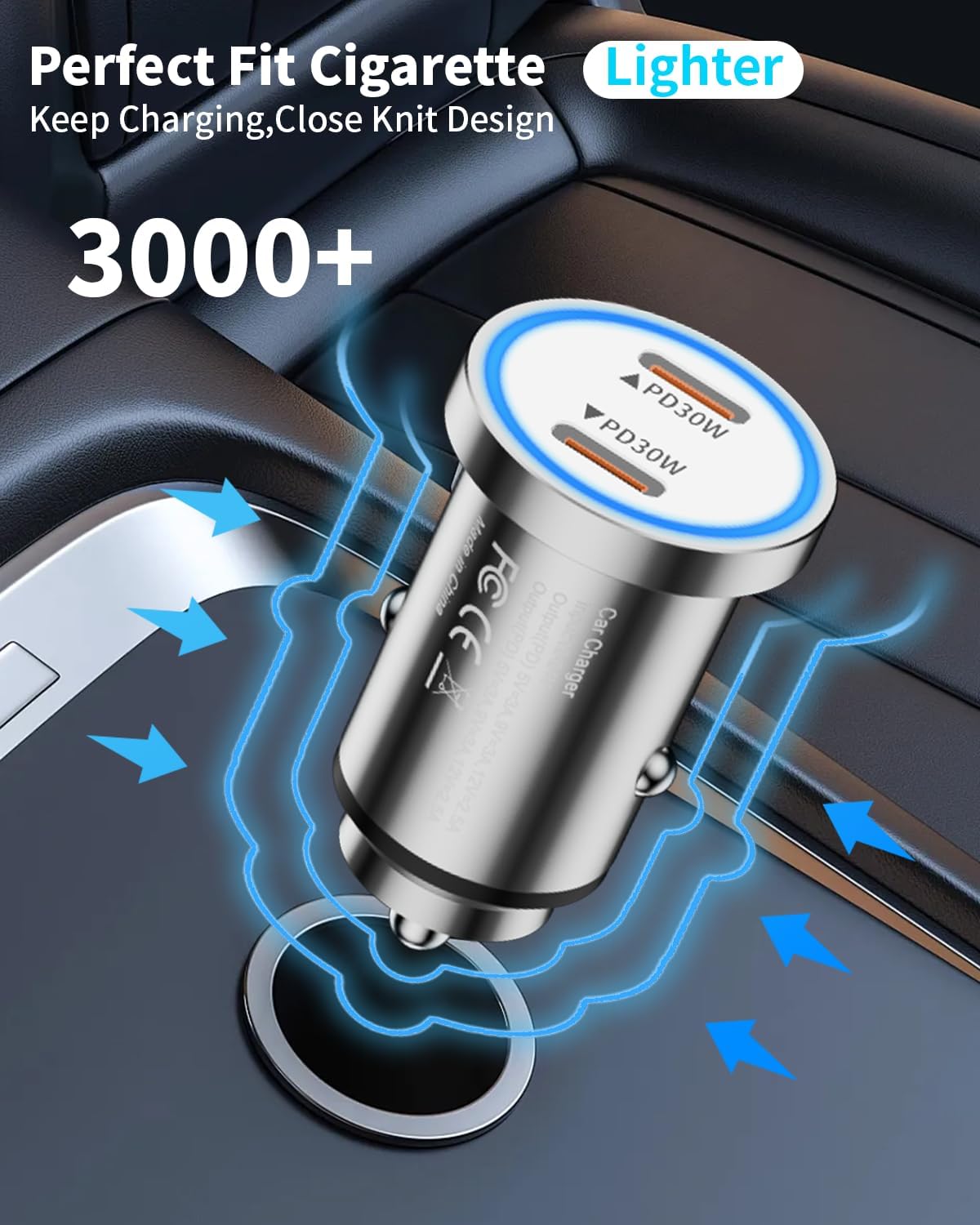 iPhone 16 Fast Car Charger,Car Charger for iPhone 15,60W Dual USB C Fast Car Charger Adapter+20W PD USB-C Wall Charger Block+2Pack USB C Cord 