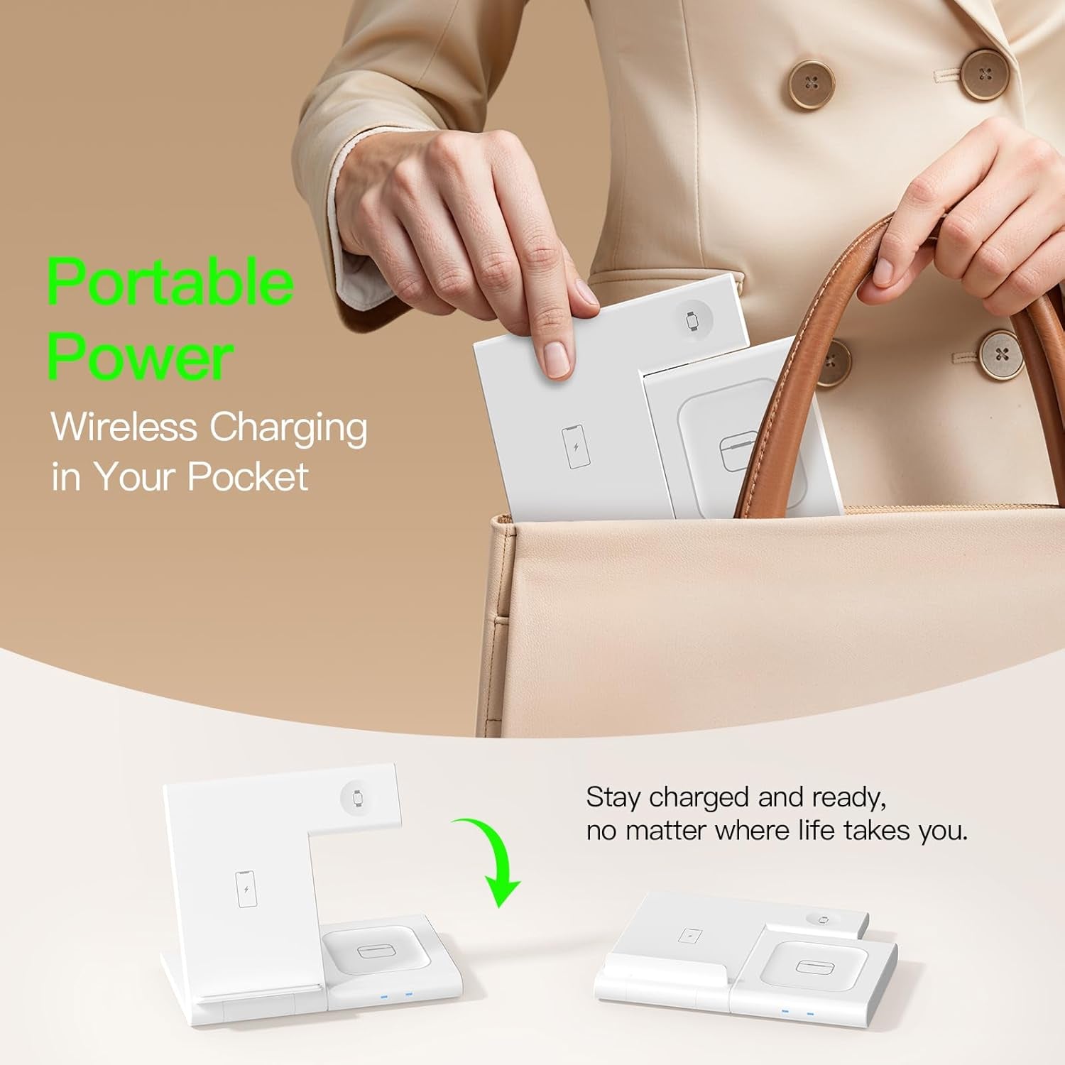 New Travel Portable Wireless Charger: for Apple Charging Station 3 in 1 Charger Stand Multiple Devices for Apple - Iphone 17 16 15 14 Pro Max 13 12 11 - Watch 2-11 SE Ultra Series - Airpods 4 3 2 Pro