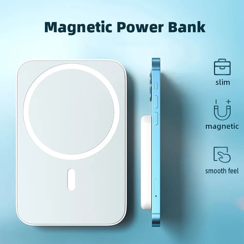5000Mah Magnetic Wireless Portable Charger Power Bank Compatible with Iphone 15/14/13/12 Series, White