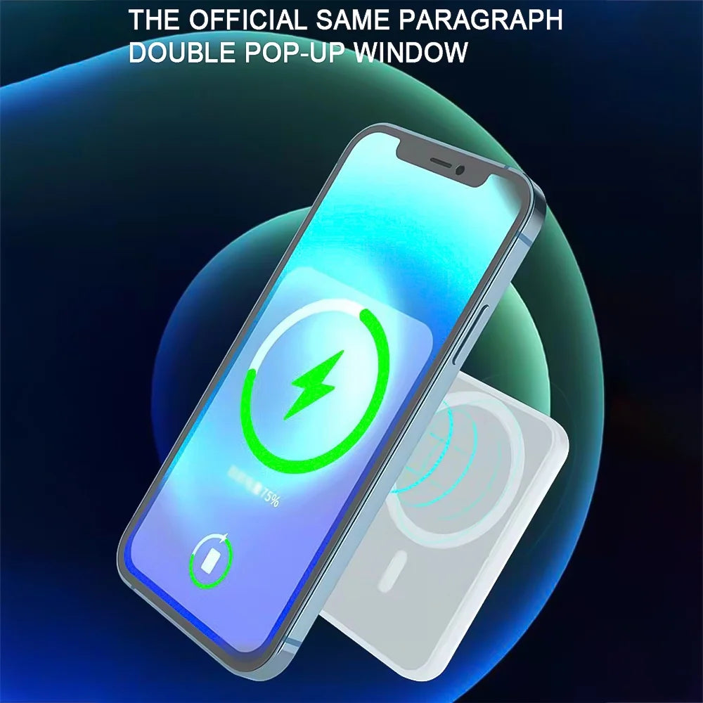 5000Mah Magnetic Wireless Portable Charger Power Bank Compatible with Iphone 15/14/13/12 Series, White